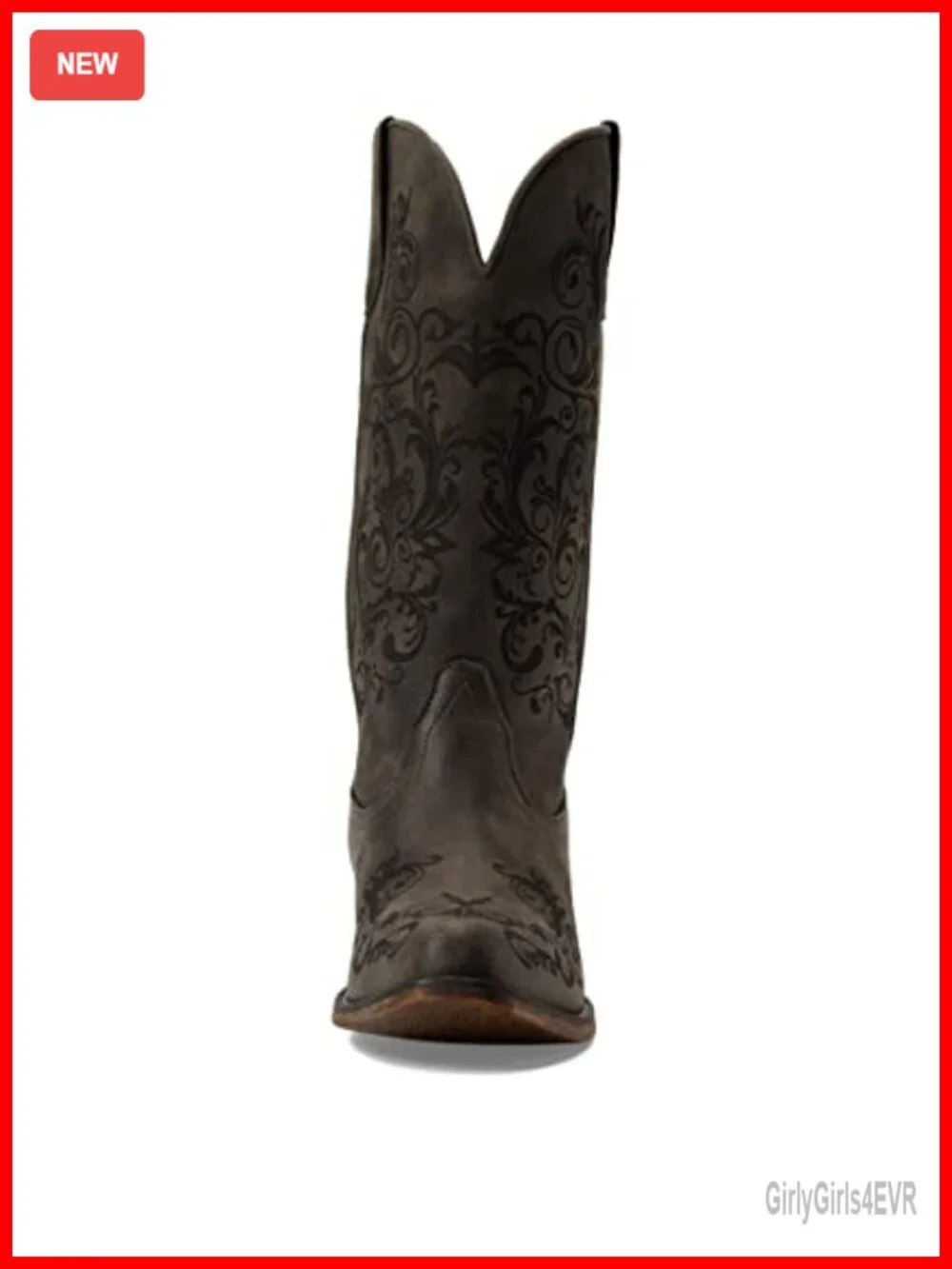 Faux Leather Snip Toe Western Boots Embroidered Block Heel